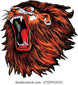 Diseño de Vector de cabeza de león enojado