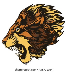 Angry lion head vector illustration.

