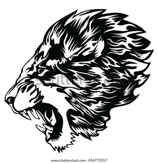 Angry Lion Head Vector Illustration Stock Vector (Royalty Free) 436771057