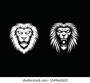 Angry lion head vector, simple lion head logo