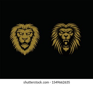 Angry lion head vector, simple lion head logo
