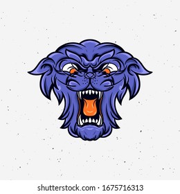 ANGRY LION ILLUSTRATION DESIGN WITH GRUNGE BACKGROUND