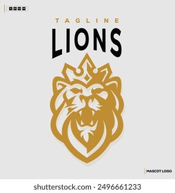 Angry lion king emblem logo