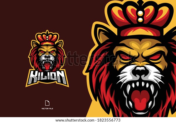 スポーツゲームチームのロゴに関する怒りのライオンキングヘッドマスコットイベントゲーム のベクター画像素材 ロイヤリティフリー