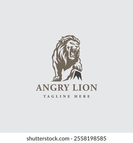 Angry Lion King logo design vector illustration design
