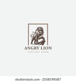 Angry Lion King logo design vector illustration design
