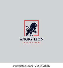 Angry Lion King logo design vector illustration design
