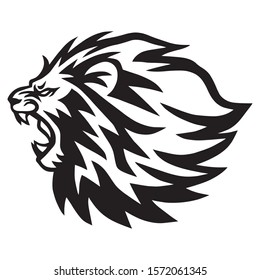 Angry Lion Logo Template Vector Line Art Illustration