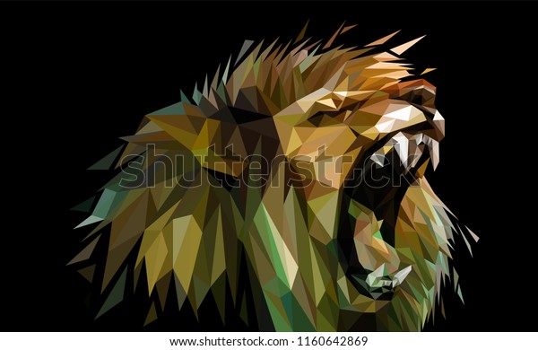 Lion En Colere Illustration Low Poly Arriere Plan Image Vectorielle De Stock Libre De Droits