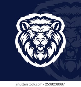 Angry lion mascot esport logo design illustration