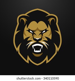 Angry Lion mascot, symbol on a dark background.