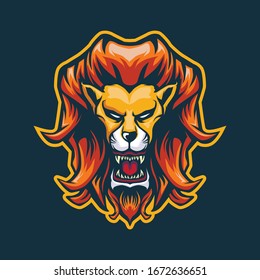 Angry lion mascot template vector