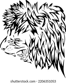 Diseño de ilustraciones vectoriales de contorno de león enojado 