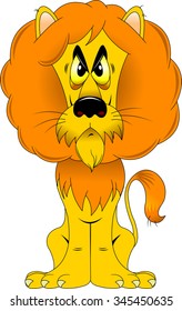An angry lion with a red mane, vector and  illustration