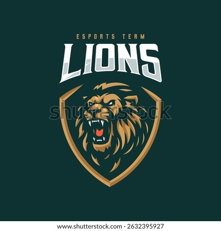 Angry lion roar mascot logo for sport esport gaming team