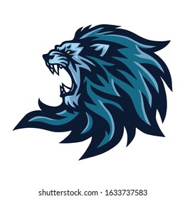 Angry Lion Roaring Head Mascot Logo Design Template