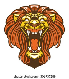 Angry lion roaring mascot