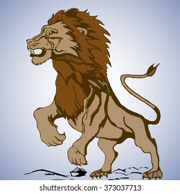 Angry lion roaring mascot