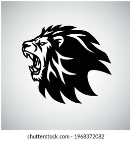 Angry Lion Roaring Vector Icon Logo Design Template