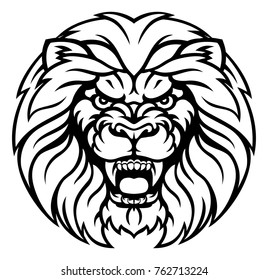 An angry lion sports animal character mascot