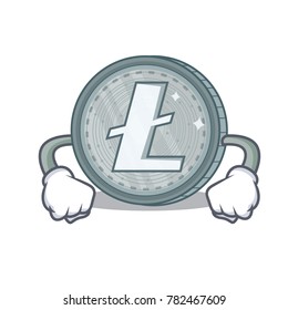 Angry Litecoin character cartoon style