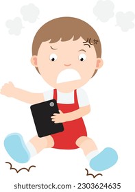 Angry little boy vector cartoon character illustration