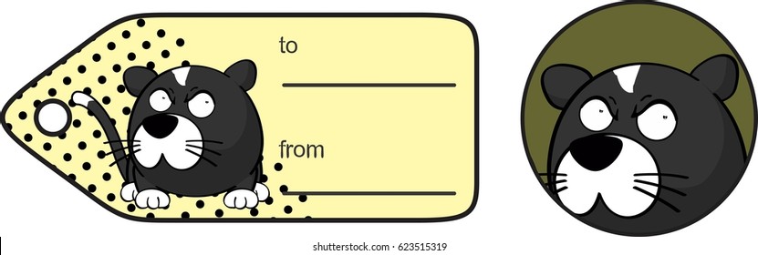 angry little cat ball cartoon expression giftcard in vector format