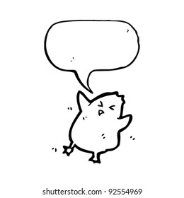 angry little chick with speech bubble