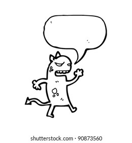 angry little demon with speech bubble