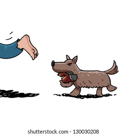 Angry little dog. vector illustration