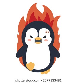 Angry little penguin cartoon character