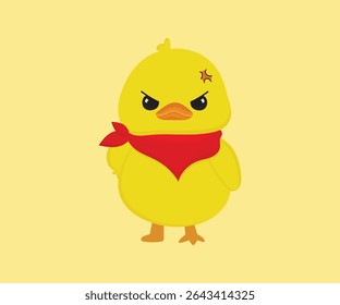 Angry Little Yellow Duckling Vector Illustration