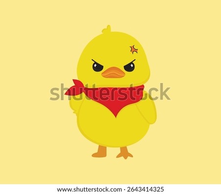 Angry Little Yellow Duckling Vector Illustration