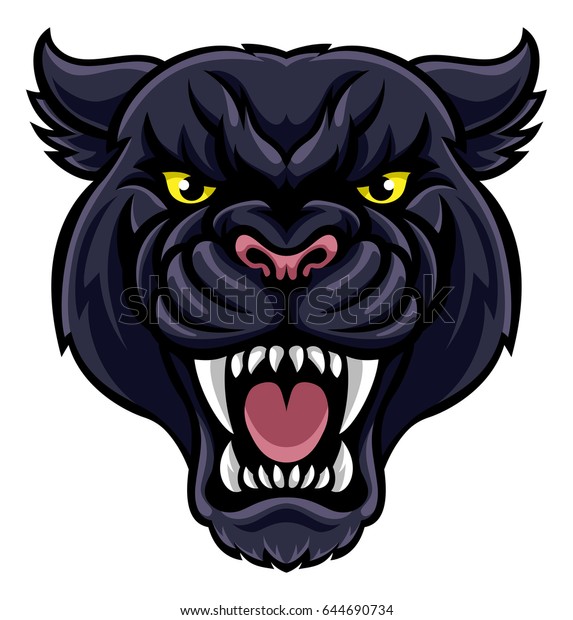 Angry Looking Black Panther Mascot Animal Stock Vector (Royalty Free