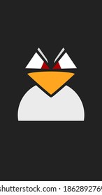 Angry looking Linux penguin. Pirate root admin hacker. open source sign. mobile wallpaper. material design. flat color.