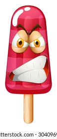 Angry looking pink ice cream illustration