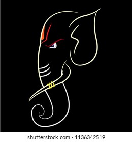 Angry lord Ganesh art design.