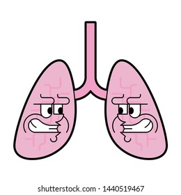 Angry Lungs . Evil Internal organ isolated. Terrible Anatomy Vector illustration
