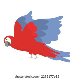 Angry macaw icon cartoon vector. Tropical bird. Red fly