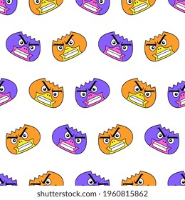 angry mad character seamless pattern textile print. Great for summer vintage fabric, scrapbooking, wallpaper, giftwrap. repeat pattern background design