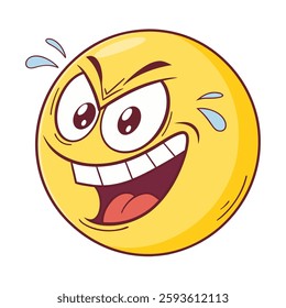 Angry and mad emoji with teeth showing on white backgroud, design illustration vector