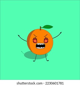 Angry or mad orange character in vector. it can be used as an element.