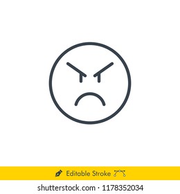 Angry (Mad, Rage) Emoji (Emoticon) Icon / Vector - In Line / Stroke Design