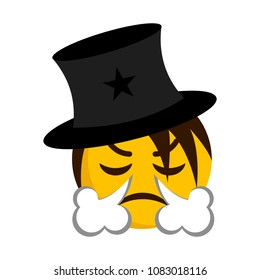Angry magician emoji blowing wind from its nose