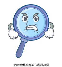 Angry magnifying glass character cartoon