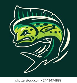 Angry Mahi-Mahi Fish Mascot Illustration