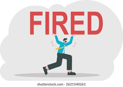 Angry male boss shouting at male employee with word fired, vector illustration cartoon

