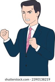 Angry male businessman holding fist