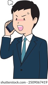 Angry male businessman on the phone