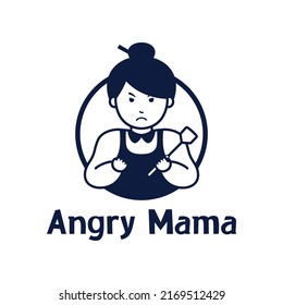 angry mama logo illustration, Angry mother Cooking Baking Logo Template